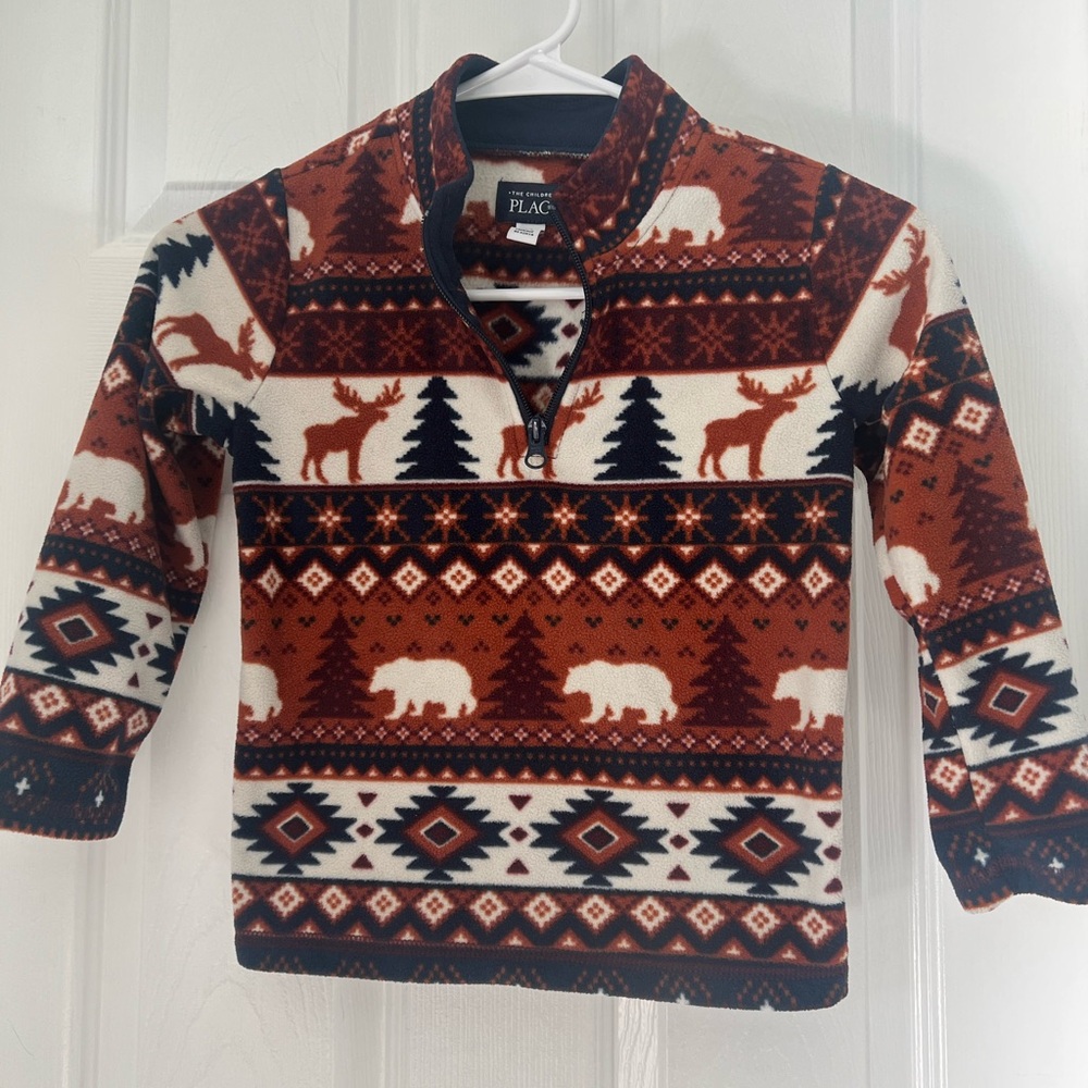 The Children's Place Brown and Cream Fleece Pullover